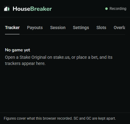 The side panel before any bet has been recorded
